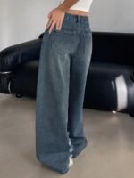 Shasmi Women's Black Wide Leg Baggy Jeans | Loose Fit Denim Pants for Women | High Rise Streetwear | Casual Oversized Wide Leg Denim | Korean Style Baggy Trousers with Pockets (Jeans 296) - Image 2