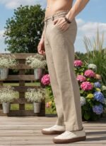 Men’s Regular Fit Straight Pants | Comfortable Stylish Trousers for Men | Soft Fabric Chinos for Everyday Wear, Travel & Office | Linen Cotton Bottom Wear | Casual Trousers for Men - Image 5