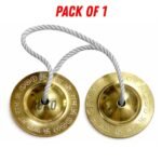 AOKO Manjira Brass look Hand Cymbals, Traditional Indian Musical Instrument, 3 Inch, Natural Gold (Pack of 1) - Image 7