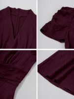 Shasmi Girl's & Women's Solid Color V-Neck A-Line Maxi Dress for Women | New Year Party Outfit | Waist Cinched Puff Sleeve Western | Elegant Casual Wear (Dress 246) - Image 7