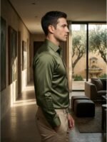 DEELMO Men's Stylish Solid Satin Regular fit Casual Shirt for Men Full Sleeves| Poly Satin Silk Shirt - Image 5