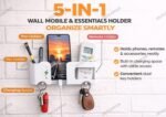 GEOCARTER Wall Phone Holder with Remote, Pen & Key Holder - Image 2