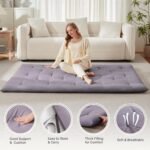 Cotton Blend Mattress Japanese Floor Mattress, Foldable Futon Sleeping Mat, Tufted Design, Foldable Roll Up Tatami 2.5" Thicken Futon (Grey, 36X72 Inches) - Image 2