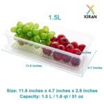Xiran 6 Fridge Storage Boxes Fridge Organizer With Removable Drain Plate&Lid Stackable Fridge Storage Containers Plastic Freezer Storage Containers For Fish,Meat,Vegetables,Fruits(1500Ml),Transparent - Image 2