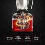 Rico 1000W Juicer Mixer Grinder for Kitchen & Home (Mixie) | 4 Jars (3 Steel + Nutri Sipper) for Smoothies, Chutney, Masala & Batter | Heavy Duty 18000 RPM | ISI Marked | 5 Yr Warranty - Image 3