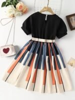 PAMBERSTONE Girls Dress Frock for Girls, Round Neck Puff Half Sleeve One Piece Dress, Stylish Kids Outfit, Birthday Dress, Cute Outfit for Casual - Image 2