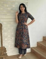 ANNI Designer Women's Viscose Blend Straight Printed Kurta with Palazzo | Elbow Length Sleeve Kurti Set | Close Neck with Back Slit | Soft Comfortable Fabric | 2 Piece Outfit - Image 5