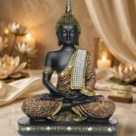 Global Grabbers new Limited Edition 25 Centimetre Meditating Sitting Buddha Idol Statue showpiece Home Decor Decoration Items for Living Room and Gifts (1, Orange Black) - Image 6
