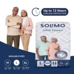 Amazon Brand - Solimo Adult Diapers, Tape Style | Pack of 60 | Large Size | Waist 38-54 in (96-137 cm) | Unisex | Quick Absorption | Leak Proof Upto 12 Hours | Wetness Indicator | For Men & Women - Image 3