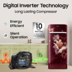 Samsung 189 L, 5 Star, Digital Inverter, Direct-Cool Single Door Refrigerator (RR21H2H25RZ/HL, Midnight Blossom Red, Base Stand Drawer, Single Touch Defrost, 2026 Model) - Image 10