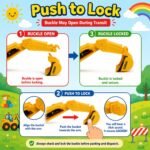 WISHKEY 2-in-1 Friction Powered Bulldozer Truck JCB Excavator Toy Go Construction Vehicle with 180° Rotatable Shovel Big Rubber Wheels Heavy Duty Unbreakable Engineering Car for Kids - Image 2