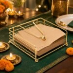 CentraLit Napkin Holder for Dining Table - Square Shaped with Weighted Arm - Modern Tissue Paper Holder for Kitchen, Restaurant, Farmhouse, Gold - Diwali Decoration - Hotel Tableware (Gold) - Image 6
