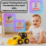 WISHKEY 2-in-1 Friction Powered Bulldozer Truck JCB Excavator Toy Go Construction Vehicle with 180° Rotatable Shovel Big Rubber Wheels Heavy Duty Unbreakable Engineering Car for Kids - Image 4