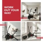 Lifelong Air Bike Exercise Cycle for Home Gym, Dual Action Stationary Cardio Bike with Adjustable Cushioned Seat, Moving Handles, Anti-Skid Pedals, and Max User Weight 125 kg - Black - Image 8