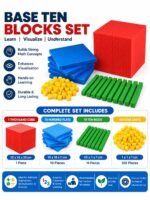 Base Ten Blocks Math Manipulative Set of 121 Pieces for Kids Learning Place Value Counting Addition Subtraction Decimal Concepts Montessori Classroom Homeschool Educational Toy - Image 6