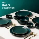 Shay Teal Gold Ceramic Dinner Set, 21 Pieces, Goldline Series | Dinner Set for Dining Table | Bone-Ash Free | Crockery Set for Gifting & Dining Glossy Finish | Premium Ceramic (Teal Gold, 21 Pieces) - Image 2