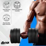 FitBox Sports Intruder 20 Kg Adjustable PVC Dumbbells Weights With Dumbbells Rods For Home Gym & Strength Training, 10 Kg X 2 (Black) - Image 4