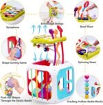 TEC TAVAKKAL Montessori 7 in 1 Baby Sensory Toy for Kids - Educational Learning Shape Sorter, Activity Stacking, Interactive Fine Motor Skill Development - Multicolor - Image 2