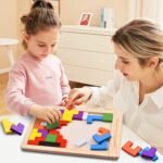 SHINETOY Wooden Tangram Puzzle for Kids 40 Pieces | Montessori Brain Teaser Blocks Game | Educational Wooden Toys for Toddlers | Color & Shape Learning Puzzle Gift for Boys & Girls Christmas Gift - Image 4