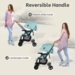 R for Rabbit Poppins Joy Stylish Baby Stroller | Pram for Kids with Reversible Handle | New Born Babies Stroller for 0 to 3 Years Boy and Girl (Green Black) - Image 2