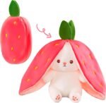 Niku Rabbit with Chain Reversible Bunny Rabbit Soft Stuffed Toys for Girls Boys Baby Kids | Cute Doll, Teddy Bear Plush Animal Toy | Strawberry/Carrot Shaped Pink Colour | Birthday Valentine Gift - Image 5
