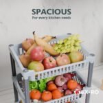 TEX-RO 3-Layer Kitchen Rack Stand | Multipurpose Rack for Storage | Vegetable Stand for Kitchen Storage Rack | Durable Kitchen Racks for Storage (Grey) - Image 8