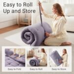 Cotton Blend Mattress Japanese Floor Mattress, Foldable Futon Sleeping Mat, Tufted Design, Foldable Roll Up Tatami 2.5" Thicken Futon (Grey, 36X72 Inches) - Image 3