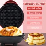Holstein Housewares 350 Watts Mini Waffle Maker, 4 Inch x 13 cm, Red&Black, Non-Stick Plates for Breakfast, Desserts, and Snacks - Image 8