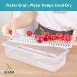Xiran 6 Fridge Storage Boxes Fridge Organizer With Removable Drain Plate&Lid Stackable Fridge Storage Containers Plastic Freezer Storage Containers For Fish,Meat,Vegetables,Fruits(1500Ml),Transparent - Image 4