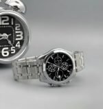 AMERICANVIBER Modern Analog Watch, Silver and Black Two-Tone Stainless Steel Band, Octagonal Case, White Dial for Men - Image 4