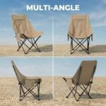 Foldable Camping Moon Chair with High Back – Lightweight Portable Outdoor Folding Chair with Carry Bag & Side Pocket – Heavy Duty X-Frame for Balcony, Garden, Hiking & Travel (Black) (Black) - Image 8