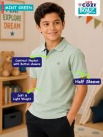 Lux Cozi Boy's Polycotton Polo T-Shirt | Solid Collared Half Sleeve Tee for Kids | Soft Breathable Summer Wear | Casual Smart Polo T-Shirt | 3–14 Years - Image 5