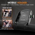 GRAND PITSTOP Mobile Holder for Bikes | (Black - Jaw Grip 360° Rotation) | Phone Mount for Motorcycle, Bicycle, Scooter | GPS Navigation Support | Anti-Slip Clamp | Sturdy Build - Image 4