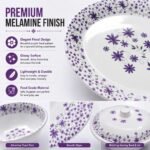 AROVA 32 Pcs Premium Melamine Dinner Set with Purple Floral Print | Lightweight & Durable Dinnerware Set for Family Dining (Floral Bloom) - Image 4