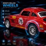 1:36 Scale Die Cast Metal Vintage Racing Car Toy for Kids Pull Back Sports Model with Opening Doors and Trunk Collectible Miniature Vehicle Red Classic Toy Car Gift for Boys and Girls - Image 3