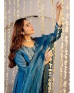 Nermosa Women Embroidery Solid A-Line Kurta and Pant Set with Dupatta - Image 6