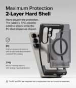Ringke PC UX Magnetic For Samsung Galaxy S25 Ultra Case Back Cover [Built-In Kickstand] Duarable Dual Layer Rugged Bumper Protective Shockproof Cover Compatible With Magsafe Accessories-Smoke Black - Image 4