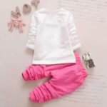 4YOU DRESSES Beautiful Cotton Fabric Full SleeveWhite Tshirt With Pink Jaket and Track Pant (3piece) Set For Girls - Image 6