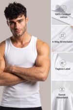 Van Heusen Mens Cool It Regular Fit Vest Pack of 2|100% Combed Cotton|Keeps You 3degrees Cooler|N9 Cool It Technology|Doesnt Lose Shape, Moisture Activated Heat Reduction|Super Soft|Scoop Neck - Image 4