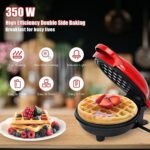 Holstein Housewares 350 Watts Mini Waffle Maker, 4 Inch x 13 cm, Red&Black, Non-Stick Plates for Breakfast, Desserts, and Snacks - Image 3