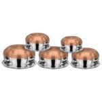 LIMETRO STEEL Stainless Steel Copper Coated Serving Set/Handi Set of 5 with Lids - (0.5 L, 0.75 L, 1 L, 1.5 L & 2 L) - Image 3