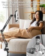 Kindle Holder with Remote Page Turner – Kindle Stand with Remote Page Turner for Bed, Hands-Free Clip Mount, Easy-Adjust Steel Arm (Not Gooseneck), No Text Blocking - Image 2