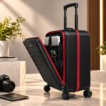Swiss Military PRIMUSPLUS Laptop Trolley Bag 55cm Cabin Suitcase, Lightweight ABS, 15.6” Laptop Slot, 360° Wheels, Push-button Telescopic handle, enhanced security, Business Travel Luggage (52L) Black - Image 2
