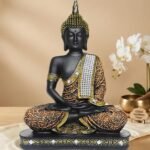 Global Grabbers new Limited Edition 25 Centimetre Meditating Sitting Buddha Idol Statue showpiece Home Decor Decoration Items for Living Room and Gifts (1, Orange Black) - Image 9