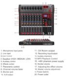 DIGIMORE Professional 8 Channel Mixer | 8 XLR + 6.35MM Input Ports | USB MP3 & BT Support | 48V Phantom Power | Delay & Repeat FX | Stereo Output | Headphone, Aux, EFF Outs (D-260) - Image 7