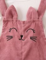 Ninas Baby Girls Solid Cotton Blend Style Top and Dungarees Set with Purse (White & Pink) - Image 4