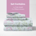 haus & kinder Bedsheet,100% Cotton Double Bed Sheet, 186 TC Pure Cotton Bedsheet for Queen Size Bed, with 2 Pillow Covers, (100 x 90 Inches) - Elegant Blooms - Image 6