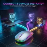 Offbeat Dash 2.4GHz Wireless + Bluetooth 5.1 +5.0 Mouse, Multi-Device Tripel Mode Type C Rechargeable Silent Click Buttons Wireless Bluetooth Mouse 3 Adjustable DPI, Works on 3 Devices (Silver) - Image 2