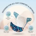 Blushbaby Cloth Diapers for Babies – 2 Reusable Diaper Pants with 2 Free Inserts for 3 Months - 3 Years | Washable Dry Feel Pads | Waterproof | Leak Proof | Quick Dry | Adjustable Free Size | Eco Friendly - Image 5