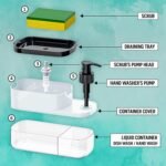 SWAPKART ABS Plastic 3 in 1 Soap Pump Dispenser Dish Soap Liquid Dispenser Sponge Holder Dish Soap Dispenser for Kitchen Sink Countertop Kitchen Bathroom (Multi-Color,Pack of 1) - Image 5